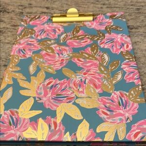 Lilly Pulitzer Floral Clipboard/Note pad  with Gold Accents